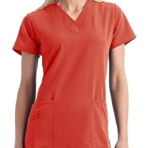 Jockey Scrubs Classic V-Neck Scrub Top Hibiscus